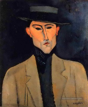 portrait Tableau Peinture - portrait d’un homme avec un chapeau jose pacheco Amedeo Modigliani